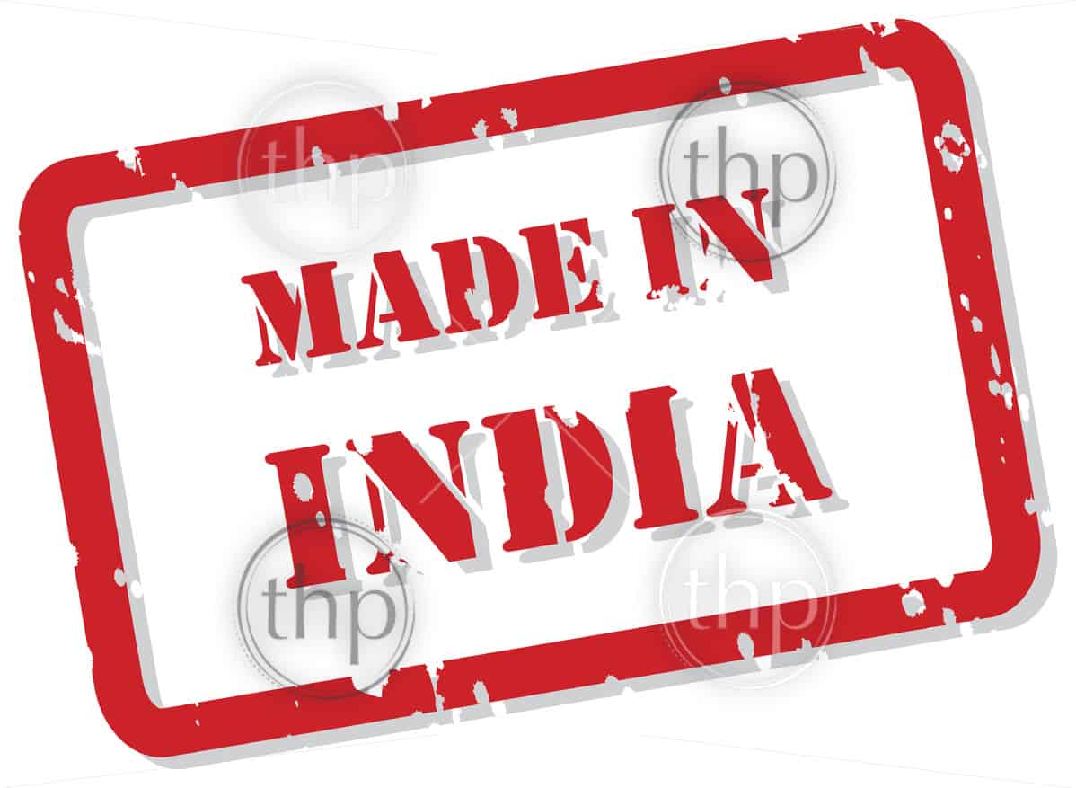 Red rubber stamp vector of Made In India - THPStock