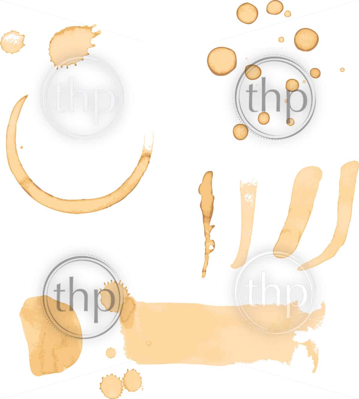 Coffee stains, drips and marks isolated on white in vector ...